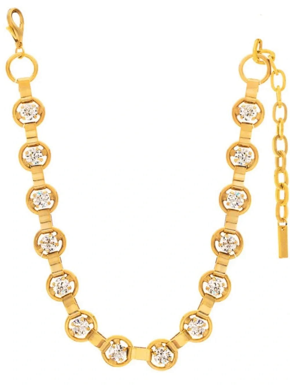 TOVA Link Necklace In Antique Gold Clear NWT